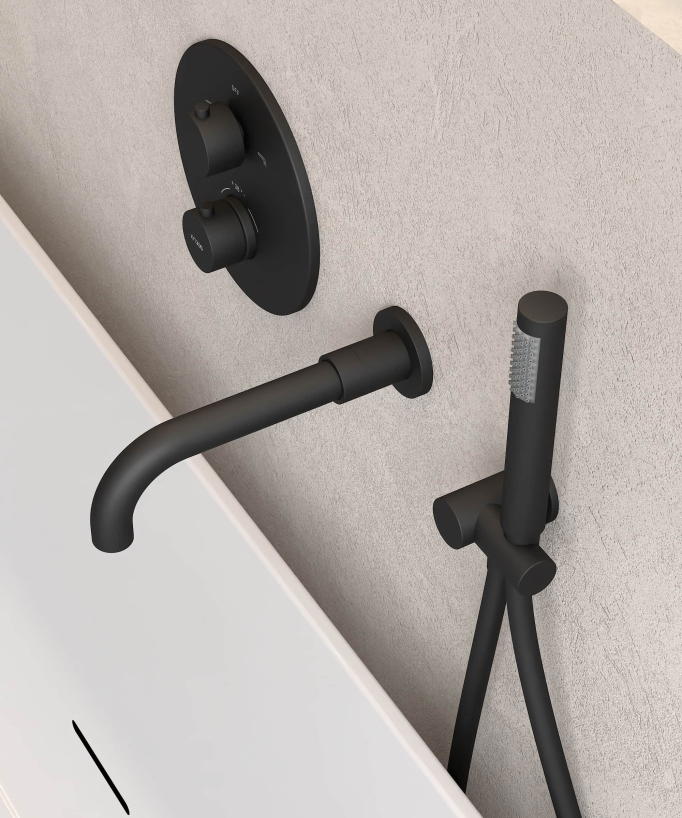 Mitigeur thermostatique de baignoire à encastrer Noir - Corbeau