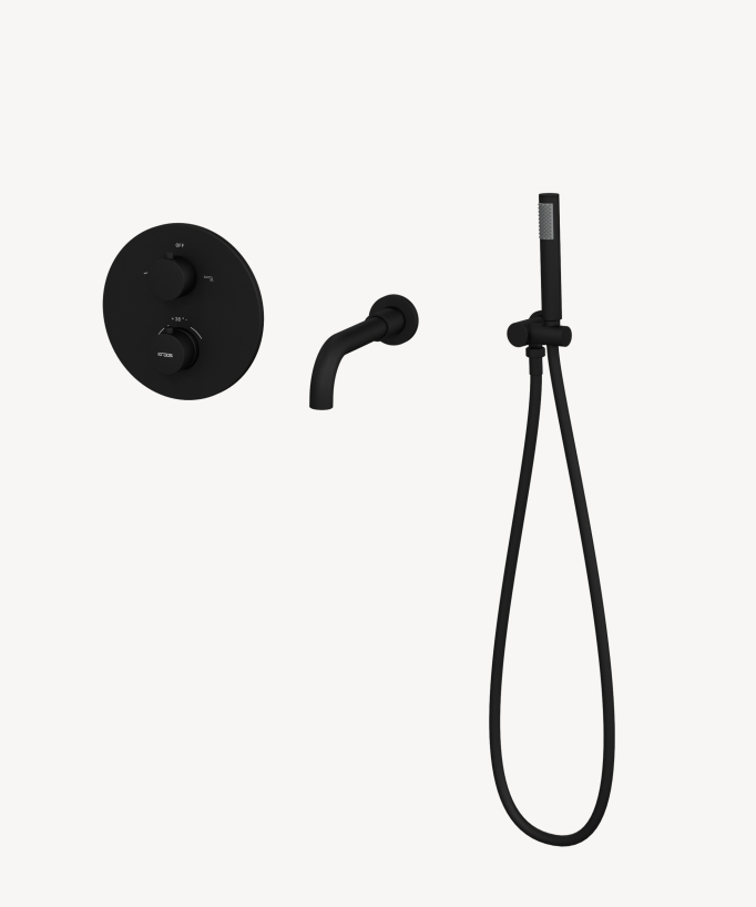 Mitigeur thermostatique de baignoire à encastrer Noir - Corbeau