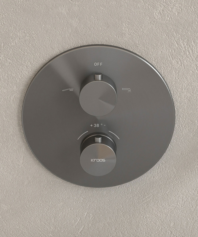 Mitigeur thermostatique de baignoire à encastrer Gun métal - Corbeau