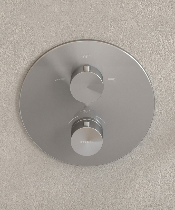 Mitigeur thermostatique de baignoire à encastrer Nickel brossé - Corbeau