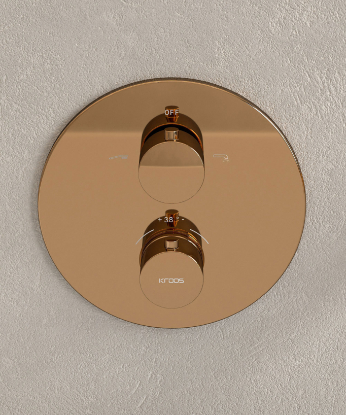 Mitigeur thermostatique de baignoire à encastrer Or rose - Corbeau