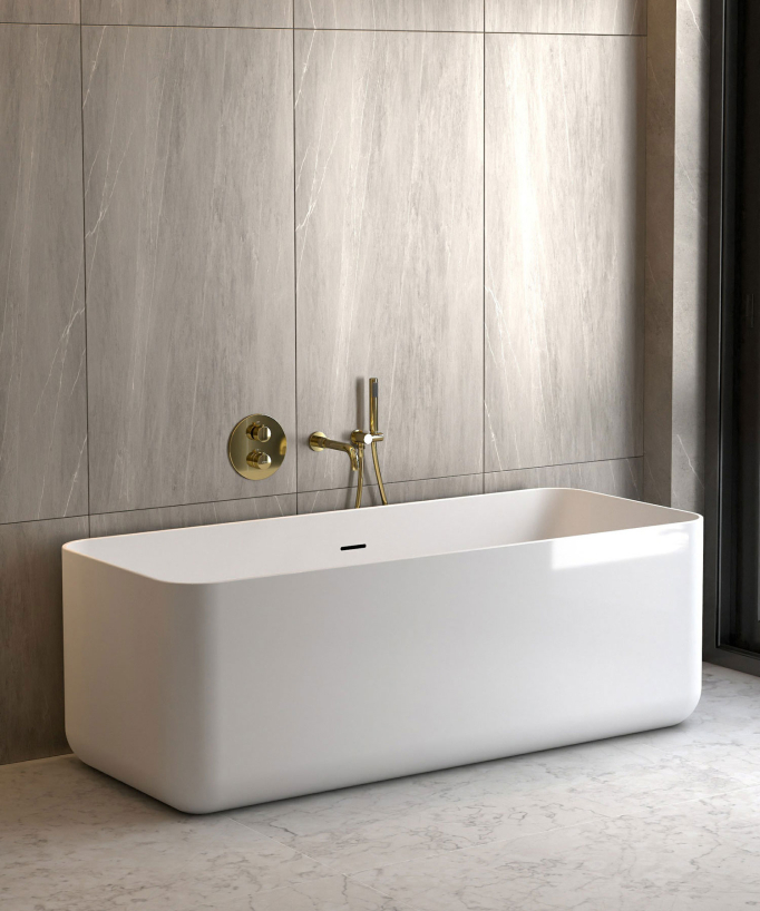 Mitigeur thermostatique de baignoire à encastrer Doré - Corbeau