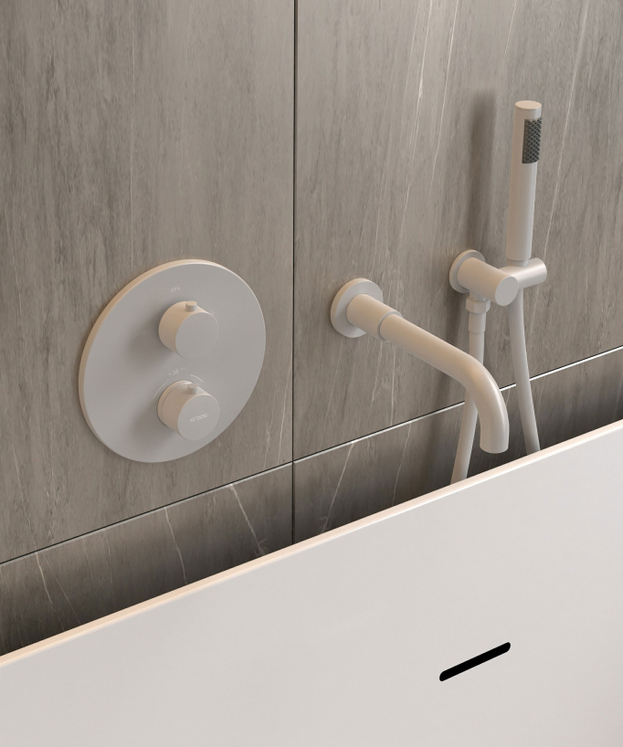 Mitigeur thermostatique de baignoire à encastrer Blanc - Corbeau