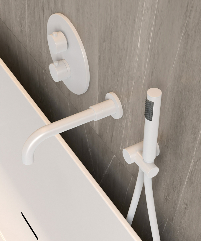 Mitigeur thermostatique de baignoire à encastrer Blanc - Corbeau