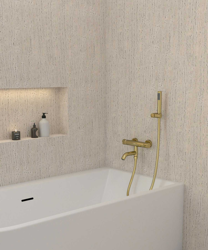 Mitigeur thermostatique de baignoire mural Doré - Corbeau