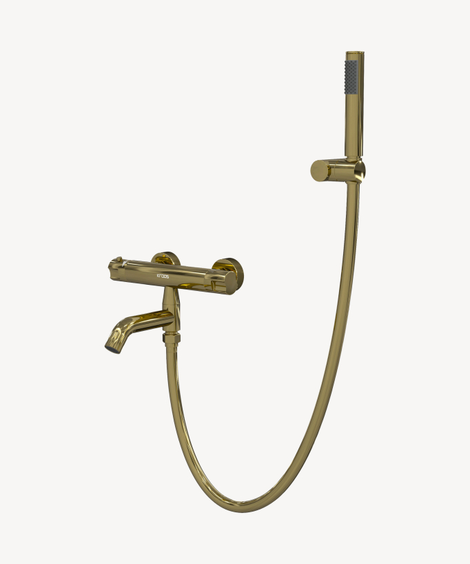 Mitigeur thermostatique de baignoire mural Doré - Corbeau