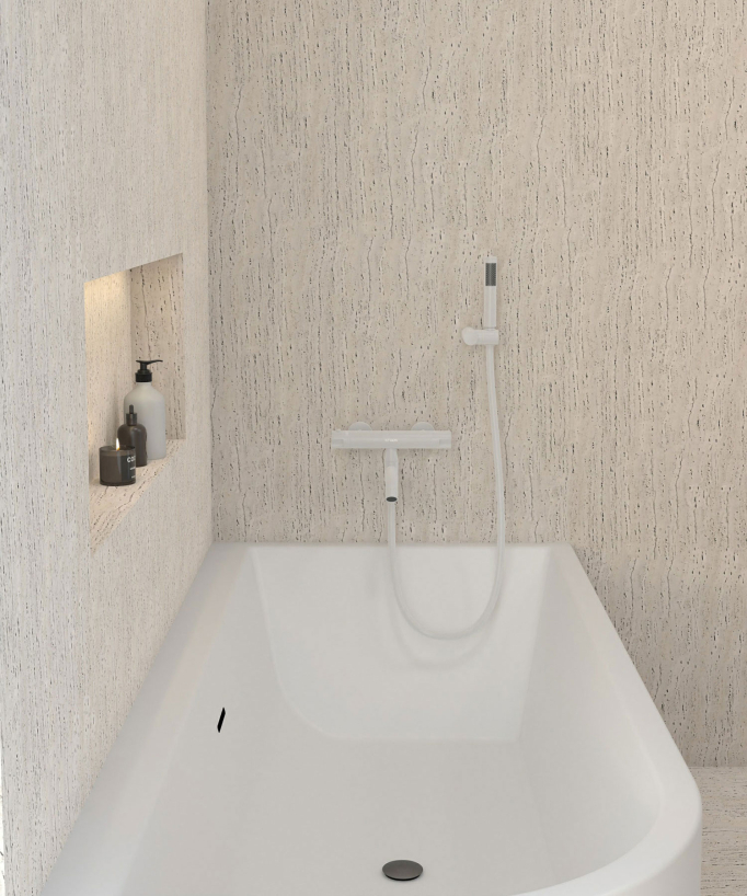 Mitigeur thermostatique de baignoire mural Blanc - Corbeau