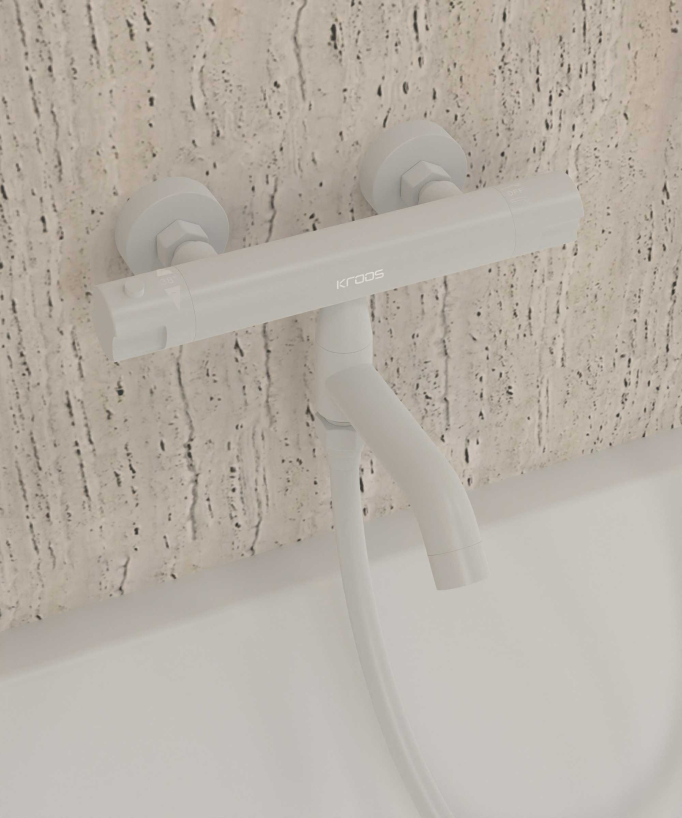 Mitigeur thermostatique de baignoire mural - Corbeau