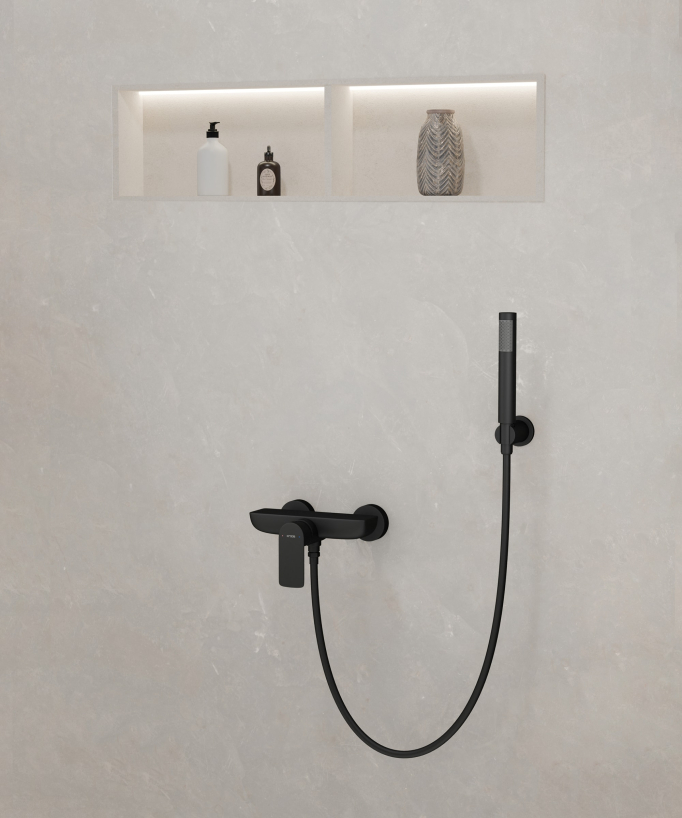 Mitigeur de douche mural Noir Nunki
