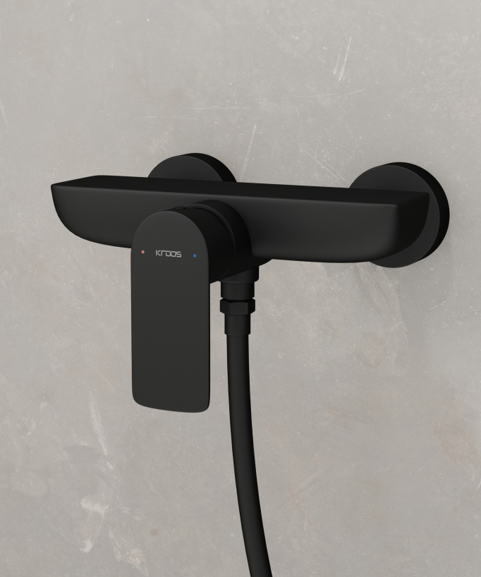 Mitigeur de douche mural Noir Nunki