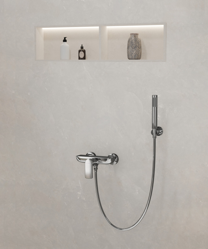 Mitigeur de douche mural Chromé Nunki