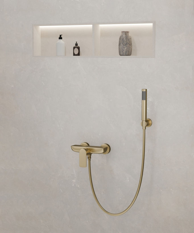 Mitigeur de douche mural Doré brossé Nunki
