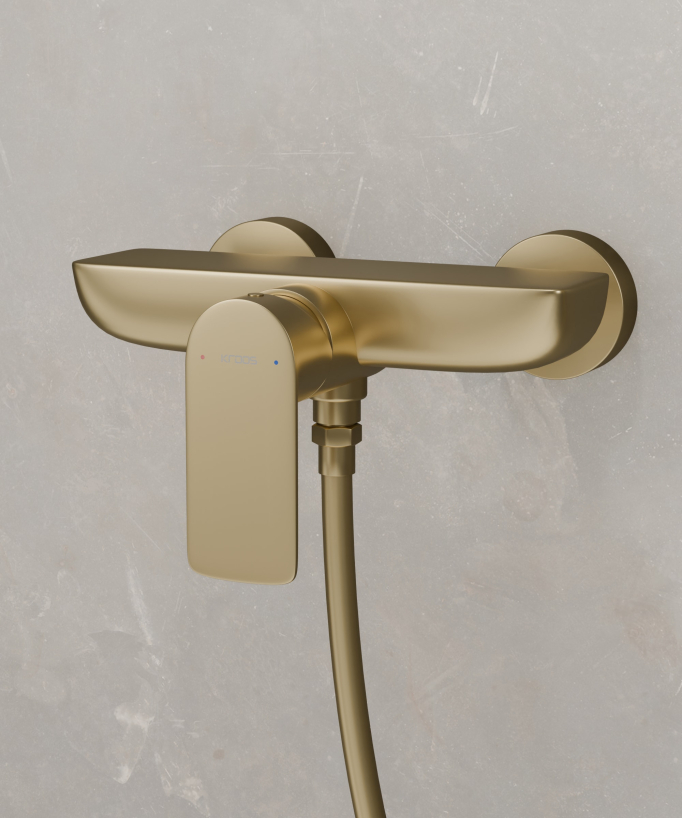 Mitigeur de douche mural Doré brossé Nunki