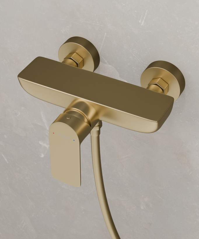 Mitigeur de douche mural Doré brossé Nunki
