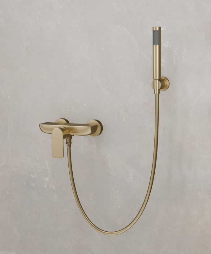 Mitigeur de douche mural Doré brossé Nunki