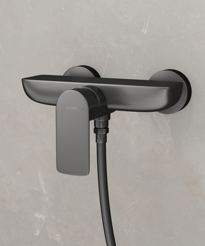 Mitigeur de douche mural Gun métal Nunki