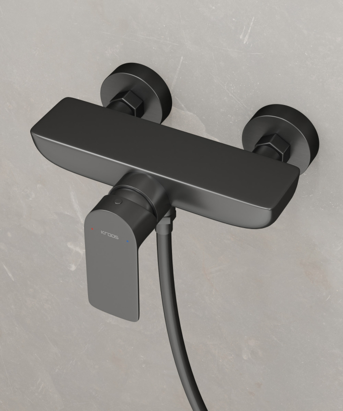 Mitigeur de douche mural Gun métal Nunki
