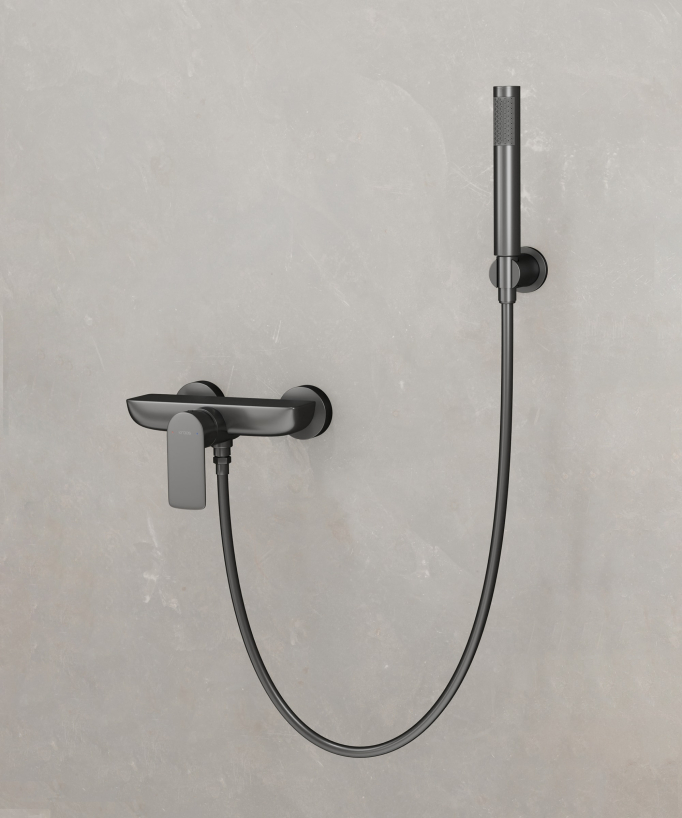 Mitigeur de douche mural Gun métal Nunki