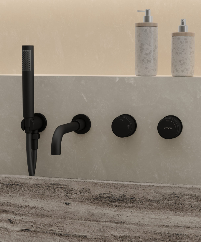 Mitigeur de baignoire encastré Noir - Leros
