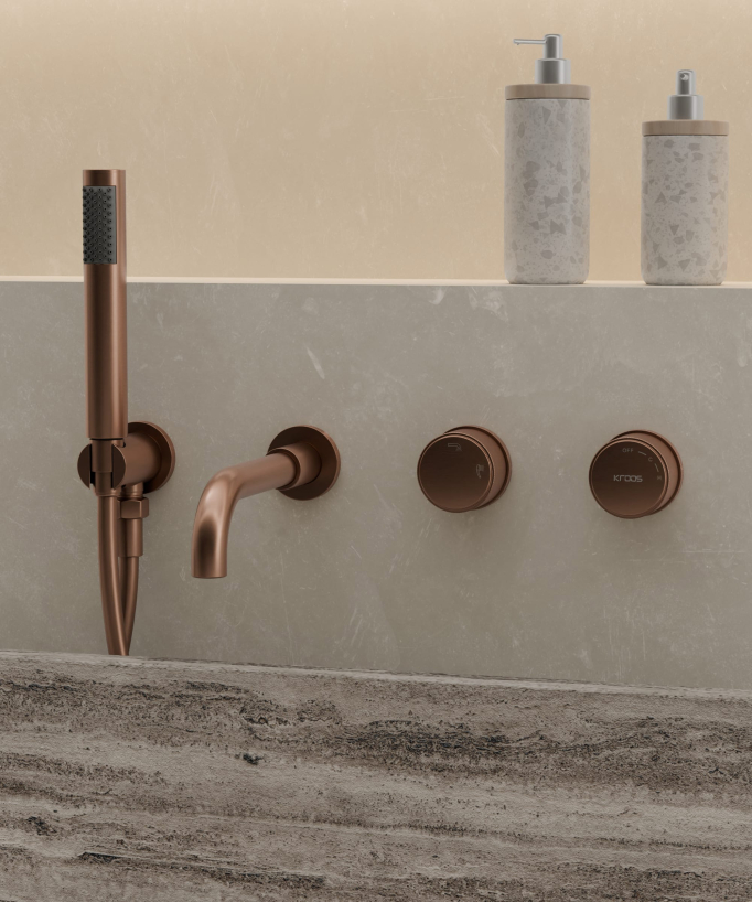 Mitigeur de baignoire encastré Or rose brossé - Leros