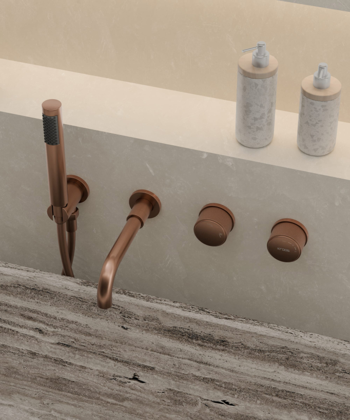 Mitigeur de baignoire encastré Or rose brossé - Leros