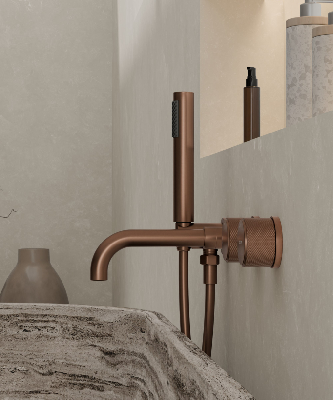 Mitigeur de baignoire encastré Or rose brossé - Leros