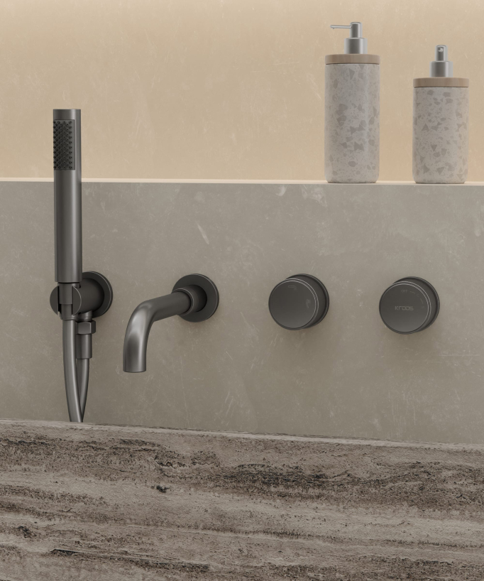 Mitigeur de baignoire encastré Gun métal - Leros