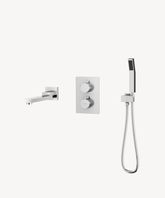 Robinet mitigeur thermostatique bain-douche à encastré Chromé - Sirius