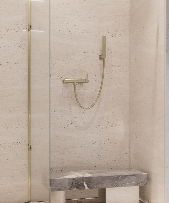 Mitigeur de douche mural Doré brossé  - Fiumina
