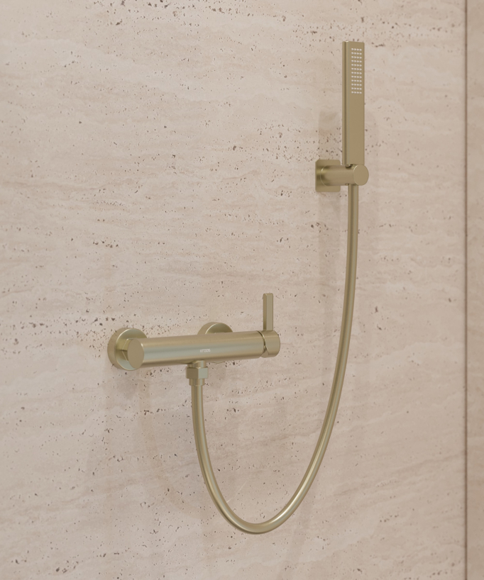 Mitigeur de douche mural Doré brossé  - Fiumina