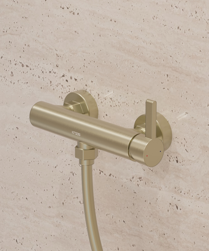 Mitigeur de douche mural Doré brossé  - Fiumina
