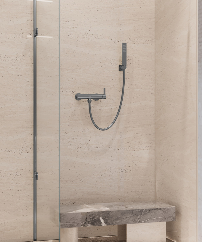 Mitigeur de douche mural Gun métal  - Fiumina
