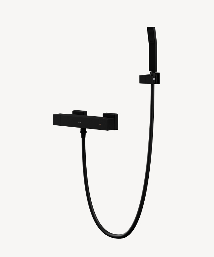 Mitigeur thermostatique de douche mural Noir - Sirius