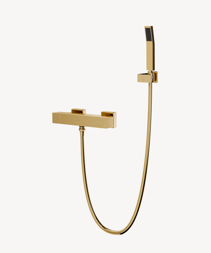 Mitigeur thermostatique de douche mural Doré - Sirius