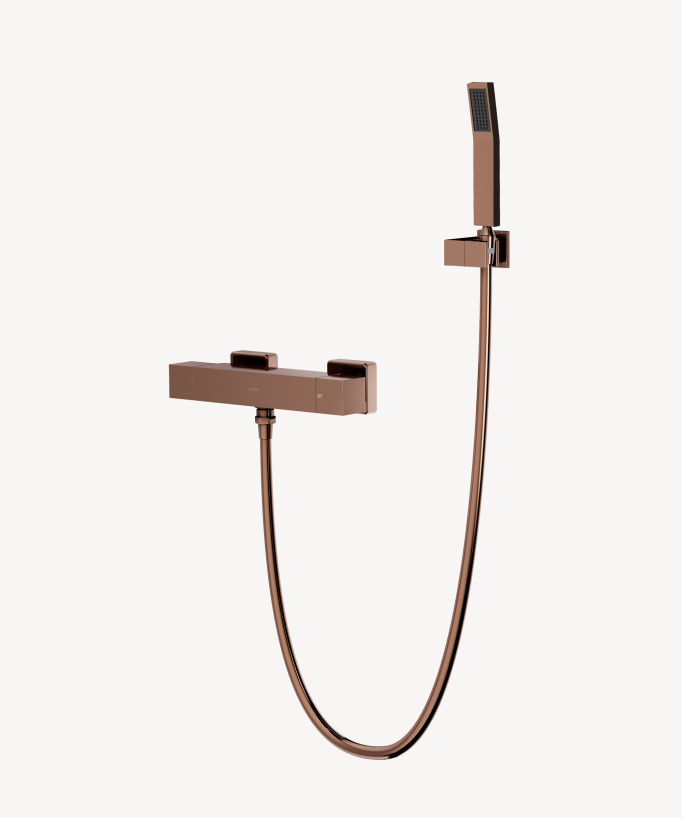 Mitigeur thermostatique de douche mural Or rose - Sirius
