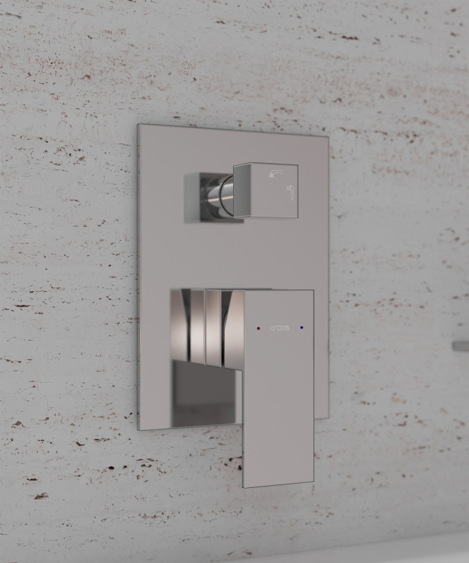 Robinet mitigeur cascade bain-douche à encastrer Chromé - Sirius
