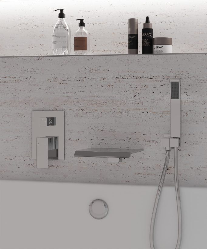 Robinet mitigeur cascade bain-douche à encastrer Chromé - Sirius