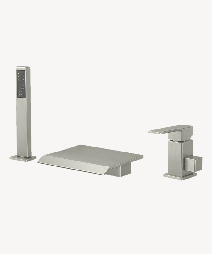 Mitigeur de bain cascade sur plage 3 trous Nickel brossé - Sirius