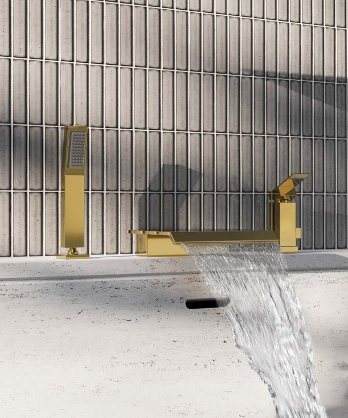 Mitigeur de bain cascade sur plage 3 trous Doré - Sirius