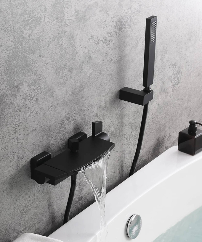 Robinet mélangeur bain-douche mural, Cascade - Noir