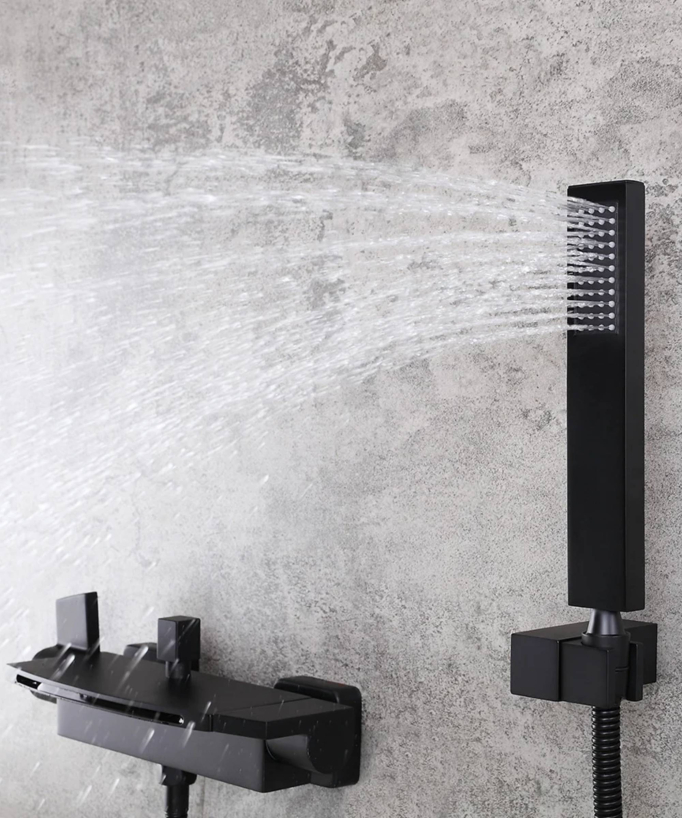 Robinet mélangeur bain-douche mural, Cascade - Noir