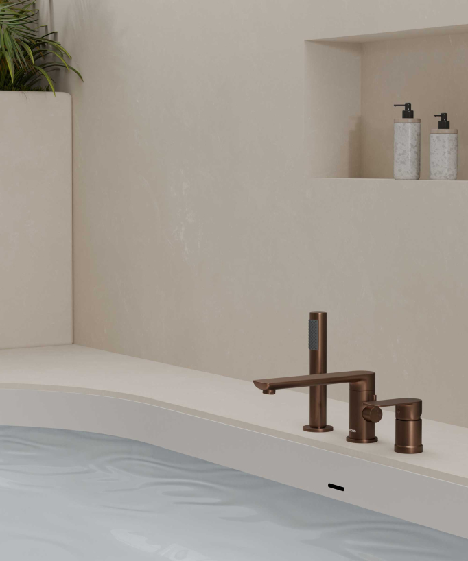 Robinet mitigeur bain-douche 3 trous sur plage - Nunki