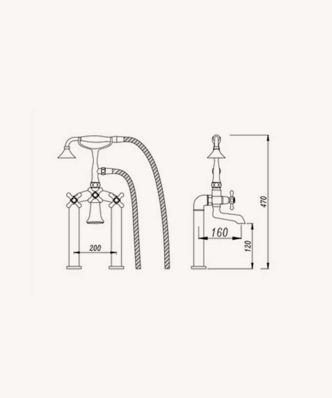 Robinet mélangeur bain-douche rétro Doré - Maddalena