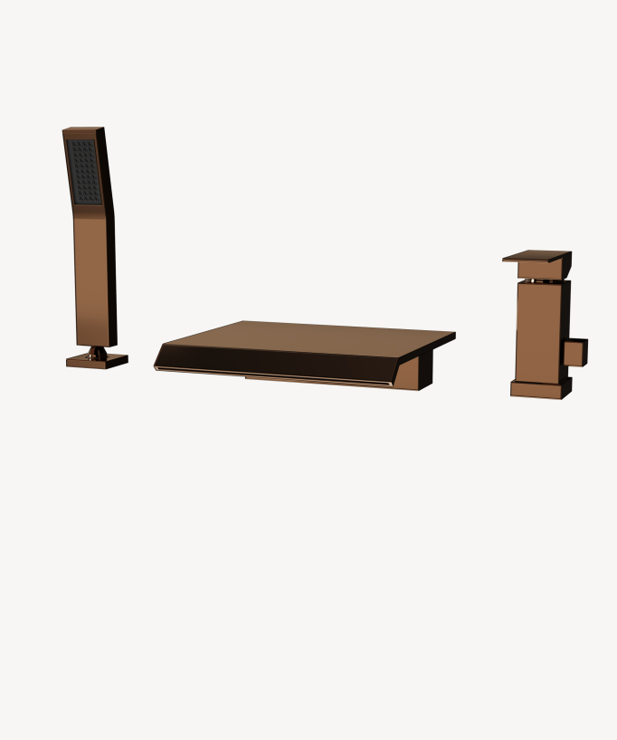 Mitigeur de bain cascade sur plage 3 trous Or rose - Sirius