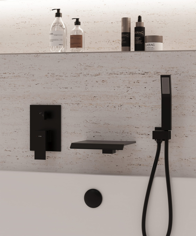 Robinet mitigeur cascade bain-douche à encastrer Noir - Sirius