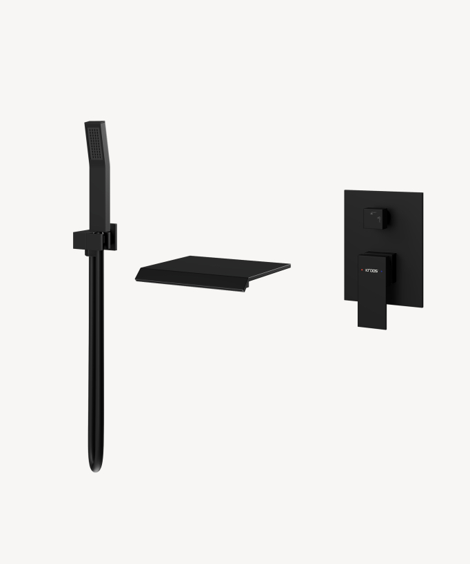 Robinet mitigeur cascade bain-douche à encastrer Noir - Sirius