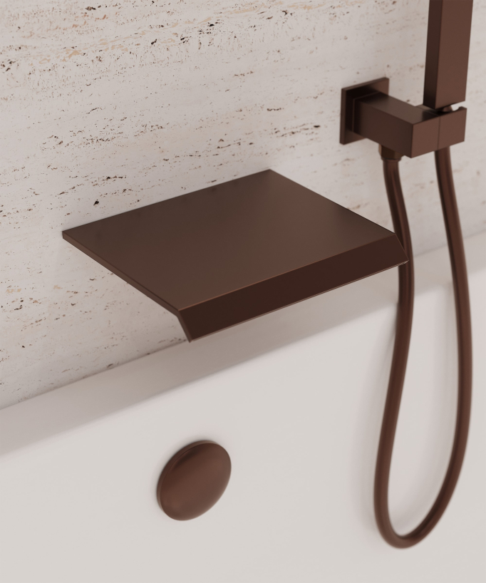 Robinet mitigeur cascade bain-douche à encastrer Or rose brossé - Sirius