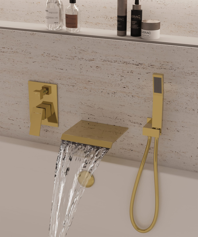 Robinet mitigeur cascade bain-douche à encastrer Doré - Sirius