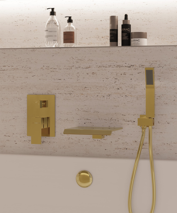 Robinet mitigeur cascade bain-douche à encastrer Doré - Sirius