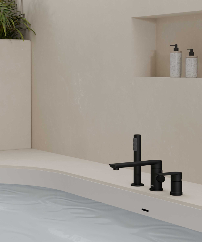 Robinet mitigeur bain-douche 3 trous sur plage Noir - Nunki